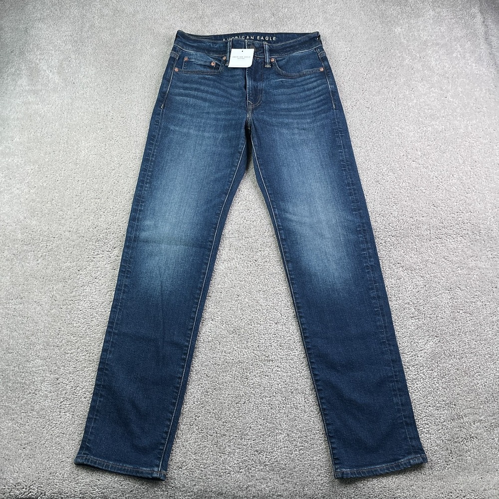NEW American Eagle Jeans Mens 28x32 Blue Slim Straight Airflex Stretch Denim NWT
